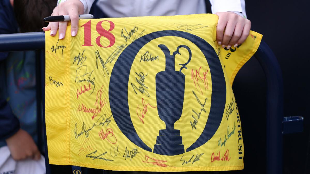 An autographed Open flag